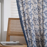 Cortina Personalizada Ingrid Blue Leaf com Filtragem de Luz